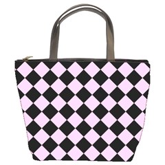 Block Fiesta - Blush Pink & Black Bucket Bag by FashionBoulevard