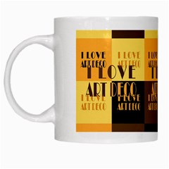 I Love Art Deco Typographic Motif Collage Print White Mugs by dflcprintsclothing