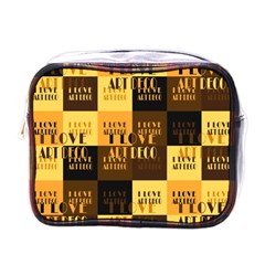 I Love Art Deco Typographic Motif Collage Print Mini Toiletries Bag (one Side) by dflcprintsclothing