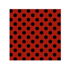 Polka Dots - Black On Apple Red Small Satin Scarf (square) by FashionBoulevard