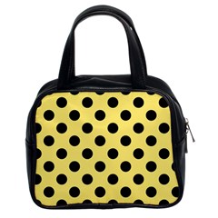 Polka Dots - Black On Blonde Yellow Classic Handbag (two Sides)