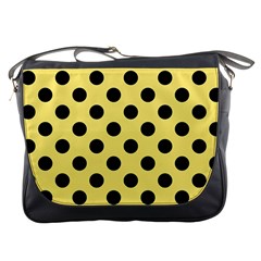 Polka Dots - Black On Blonde Yellow Messenger Bag by FashionBoulevard