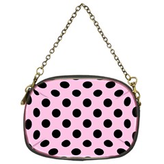 Polka Dots - Black On Blush Pink Chain Purse (one Side) by FashionBoulevard