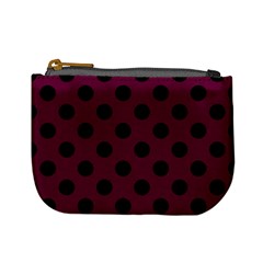 Polka Dots - Black On Boysenberry Purple Mini Coin Purse by FashionBoulevard