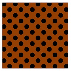 Polka Dots - Black On Burnt Orange Large Satin Scarf (square) by FashionBoulevard