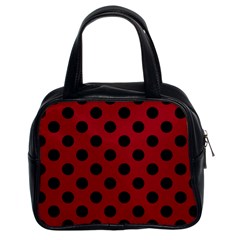 Polka Dots Black On Carmine Red Classic Handbag (two Sides)