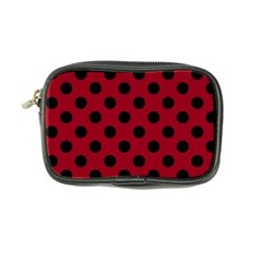 Polka Dots Black On Carmine Red Coin Purse by FashionBoulevard