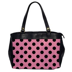 Polka Dots Black On Flamingo Pink Oversize Office Handbag by FashionBoulevard