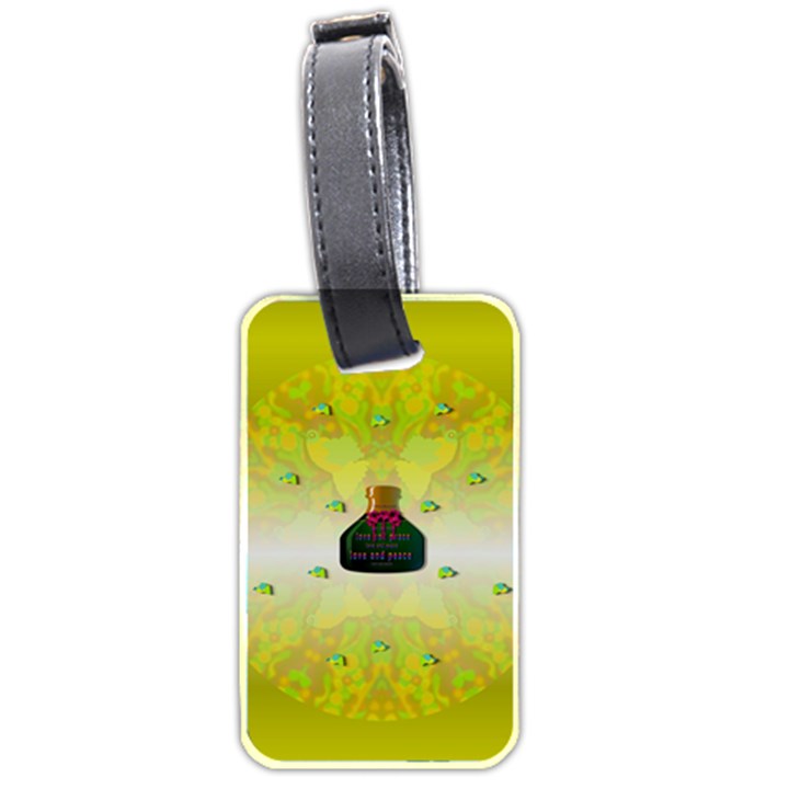 Birds And Sunshine With A Big Bottle Peace And Love Luggage Tag (two sides)