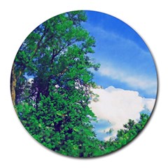 Drawing Of A Summer Day Round Mousepads by Fractalsandkaleidoscopes