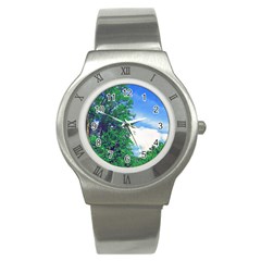 Drawing Of A Summer Day Stainless Steel Watch by Fractalsandkaleidoscopes