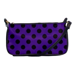 Polka Dots Black On Imperial Purple Shoulder Clutch Bag by FashionBoulevard