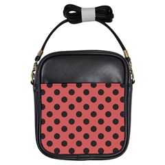 Polka Dots Black On Indian Red Girls Sling Bag by FashionBoulevard