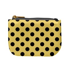 Polka Dots Black On Mellow Yellow Mini Coin Purse by FashionBoulevard