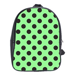 Polka Dots Black On Mint Green School Bag (large)