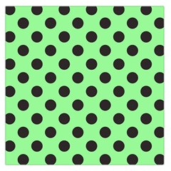 Polka Dots Black On Mint Green Large Satin Scarf (square)