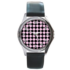Block Fiesta   Blush Pink Black Round Metal Watch by FashionBoulevard