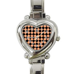 Block Fiesta Black And Cantaloupe Orange Heart Italian Charm Watch by FashionBoulevard