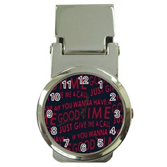 Motivational Phrase Motif Typographic Collage Pattern Money Clip Watches by dflcprintsclothing