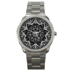 Black And White Pattern Sport Metal Watch by Sobalvarro