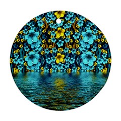 Flower Island And A Horizon Round Ornament (two Sides) by pepitasart