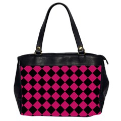 Block Fiesta Black And Peacock Pink Oversize Office Handbag (2 Sides) by FashionBoulevard