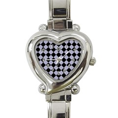 Block Fiesta Black And Silver Grey Heart Italian Charm Watch by FashionBoulevard