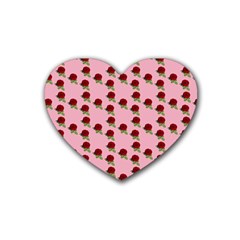 Rose In Pink Rubber Coaster (heart) 