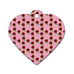 Rose In Pink Dog Tag Heart (one Side)