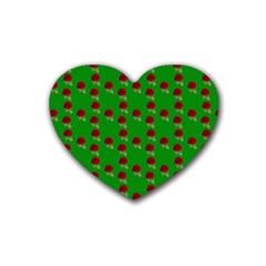 Rose In Green Rubber Coaster (heart) 