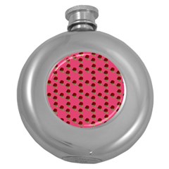 Rose In Mexican Pink Round Hip Flask (5 Oz) by snowwhitegirl