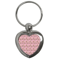 Robin Art Pink Pattern Key Chain (heart) by snowwhitegirl