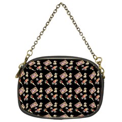 Robin Art Black Pattern Chain Purse (one Side)