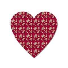 Robin Art Red Pattern Heart Magnet