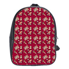 Robin Art Red Pattern School Bag (large)