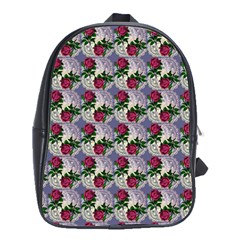 Doily Rose Pattern Blue School Bag (large)