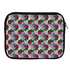 Doily Rose Pattern Blue Apple Ipad 2/3/4 Zipper Cases by snowwhitegirl