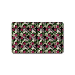 Doily Rose Pattern Black Magnet (name Card)