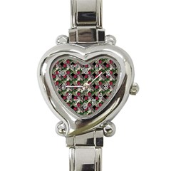 Doily Rose Pattern Black Heart Italian Charm Watch by snowwhitegirl
