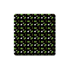 Green Elephant Pattern Square Magnet