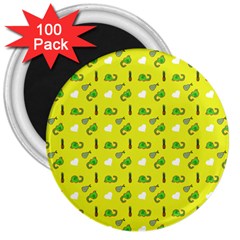 Green Elephant Pattern Yellow 3  Magnets (100 Pack) by snowwhitegirl