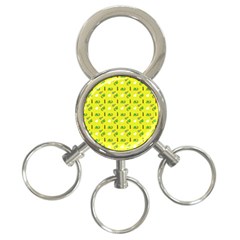 Green Elephant Pattern Yellow 3-ring Key Chain