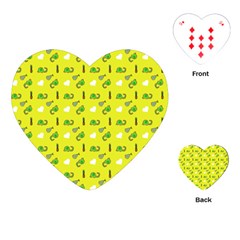 Green Elephant Pattern Yellow Playing Cards Single Design (heart)