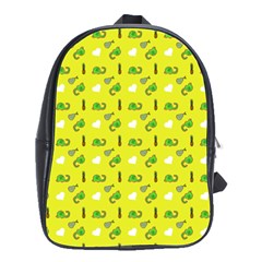 Green Elephant Pattern Yellow School Bag (large)