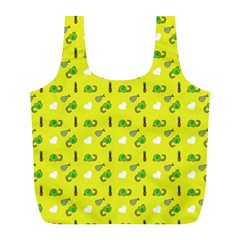 Green Elephant Pattern Yellow Full Print Recycle Bag (l) by snowwhitegirl