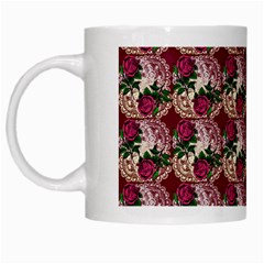 Doily Rose Pattern Red White Mugs by snowwhitegirl