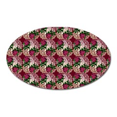 Doily Rose Pattern Red Oval Magnet