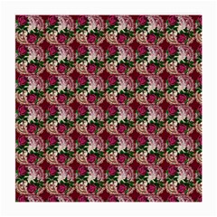 Doily Rose Pattern Red Medium Glasses Cloth (2 Sides) by snowwhitegirl