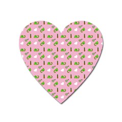 Green Elephant Pattern Pink Heart Magnet by snowwhitegirl