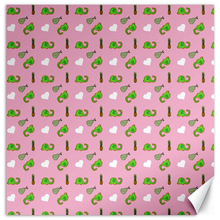 Green Elephant Pattern Pink Canvas 16  x 16 